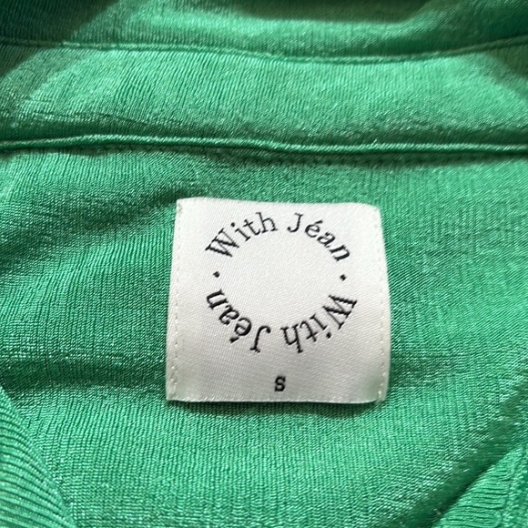 With Jean Alexa Ruched Button Front Mini Dress Green sz S - Picture 3 of 11